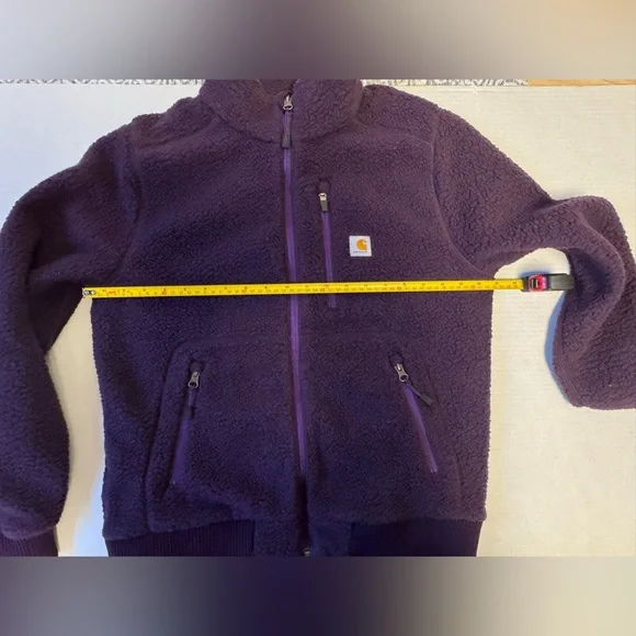 NWT. Carhartt Sherpa Full Zip Purple Sweatshirt with Ribbed Cuffs. Size M. - Picture 7 of 8